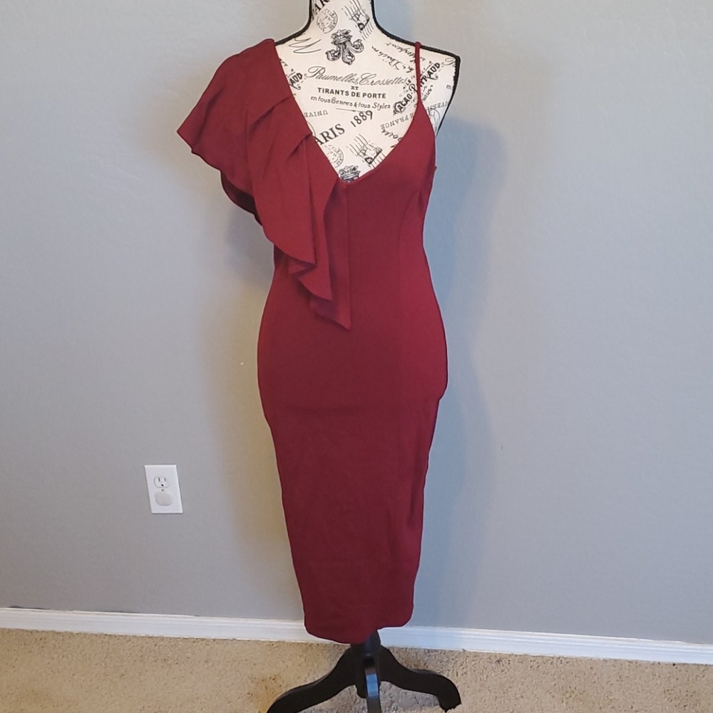 Maroon mid length dress